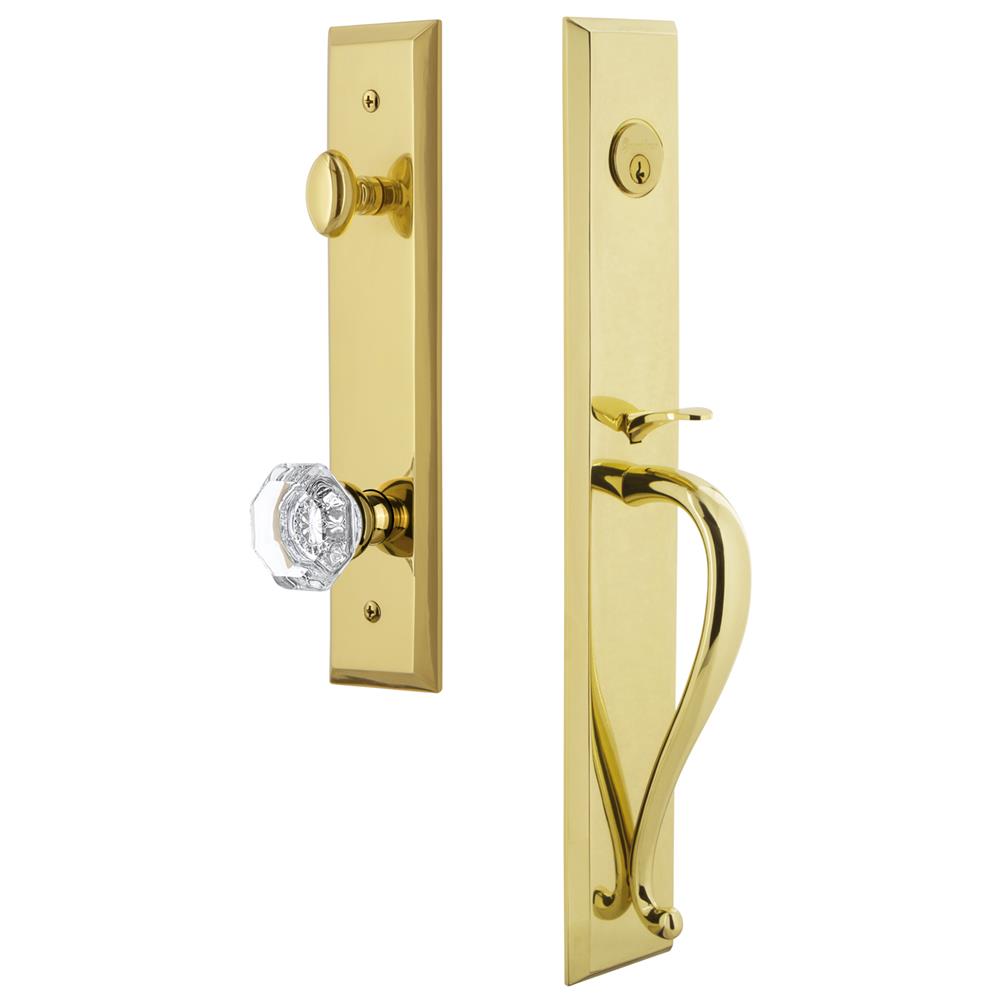 Grandeur by Nostalgic Warehouse FAVSGRCHM Fifth Avenue One-Piece Handleset with S Grip and Chambord Knob in Lifetime Brass